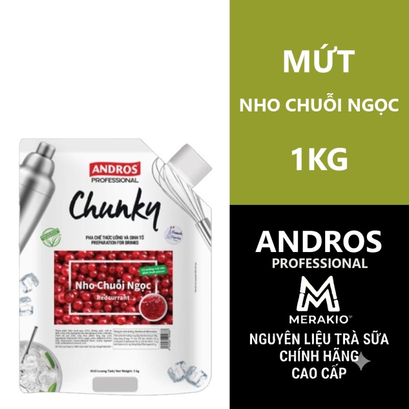 ANDROS PROFESSIONAL MỨT CHUNKY NHO CHUỖI NGỌC TÚI 1KG/ REDCURRANT CHUNKY